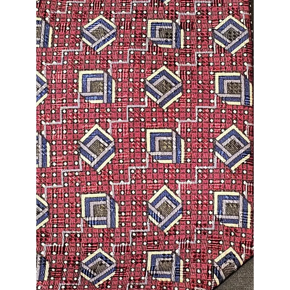 Vintage Louis Feraud Geometric Pattern Silk Tie - Picture 4 of 10